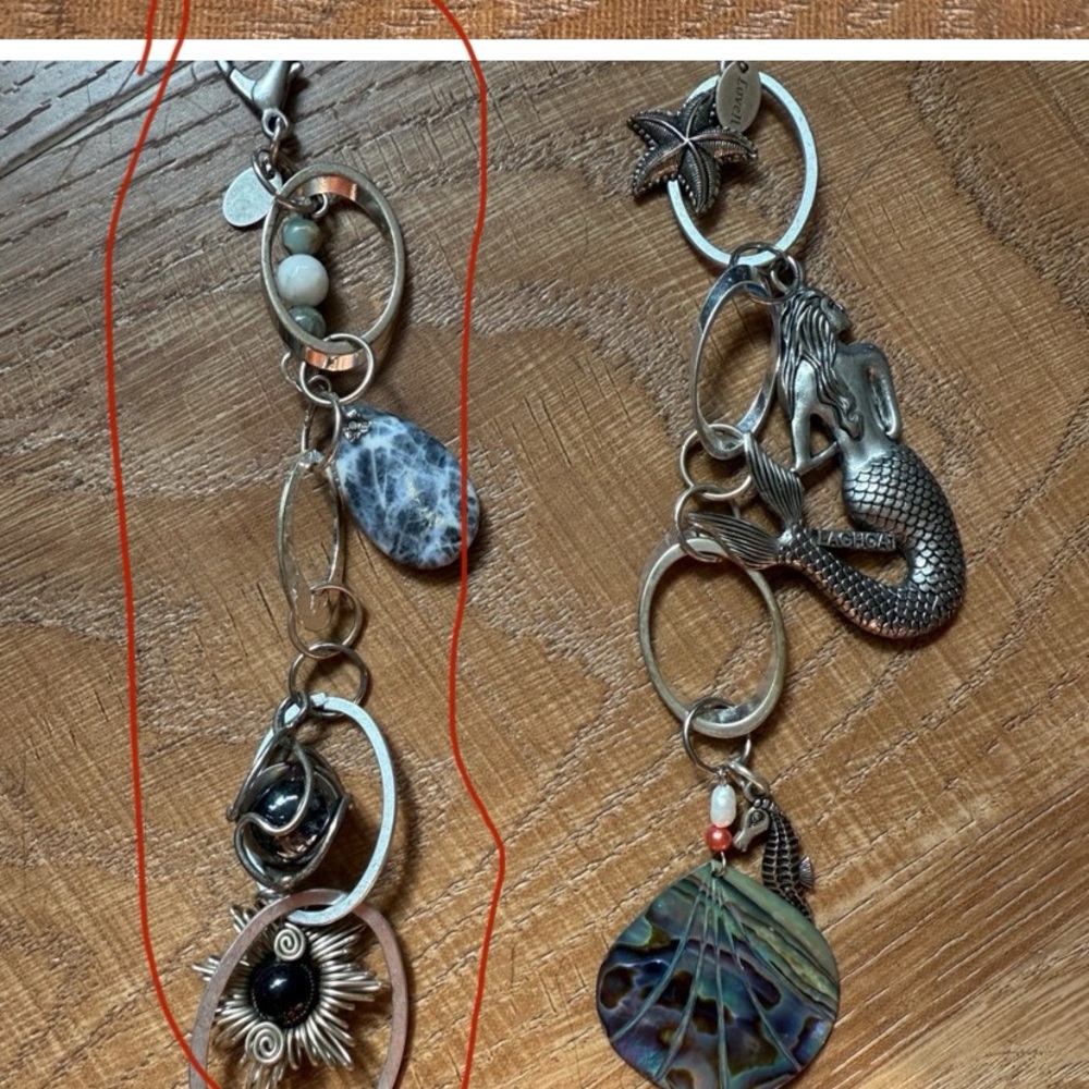 Silver Mermaid and Shell Keychain
